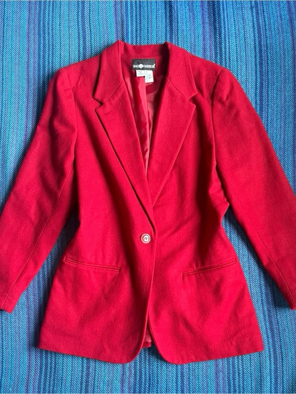 Sag Harbor 100% Wool Women's Red Single-Button Blazer